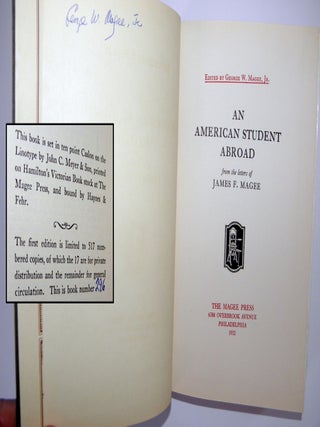 An American Student Abroad from the letters of James F. Magee.