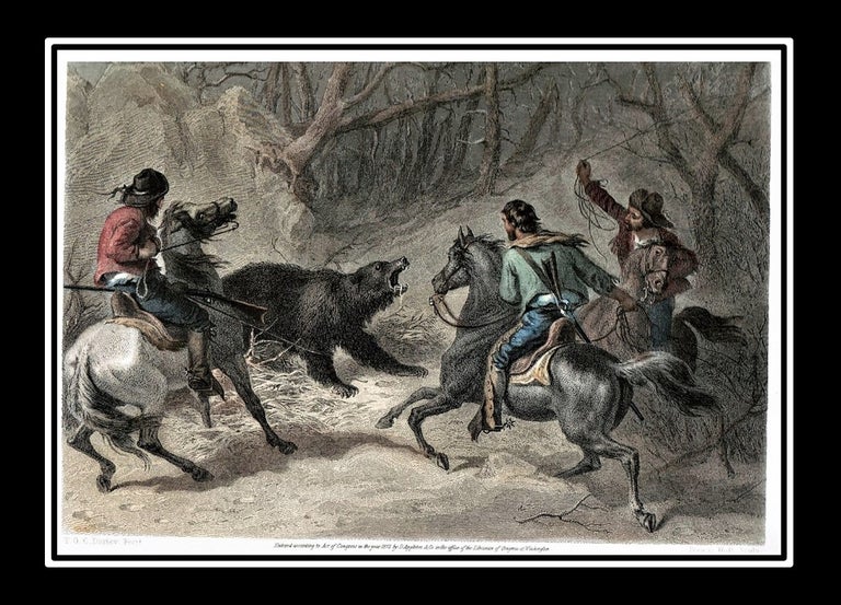 Item #009545 Native Californians Lassoing a Bear [Print on Paper - Hand-colored].