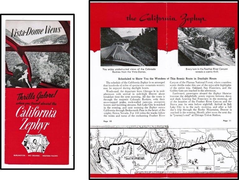 Item #010558 California Zephyr Vista Domes Views 1964. Promotional Brochure. Burlington Rio Grande Western Pacific Railroad.
