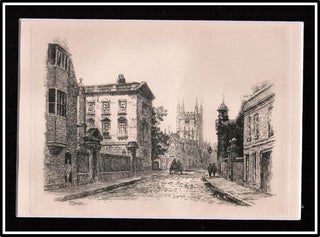 Item #010652 Etching by R. Farren- Cambridge, England c1840 - A Lane in Cambridge showing the...