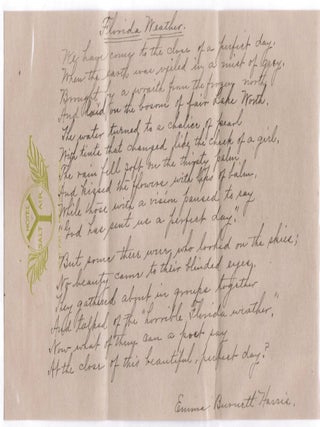 Item #011175 Unrecorded poetry written on the stationary of the Salt Air Hotel in Palm Beach....