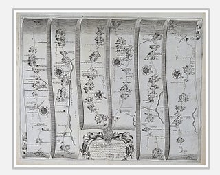 17th Century Copper-engraved Strip-style Map. The Road from St Davids com Pembroke to Holywell com Flint