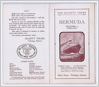 Item #012245 Bermuda Tour Folder December 1928 & February 1929 Elliott Tours, Talladega, Alabama....