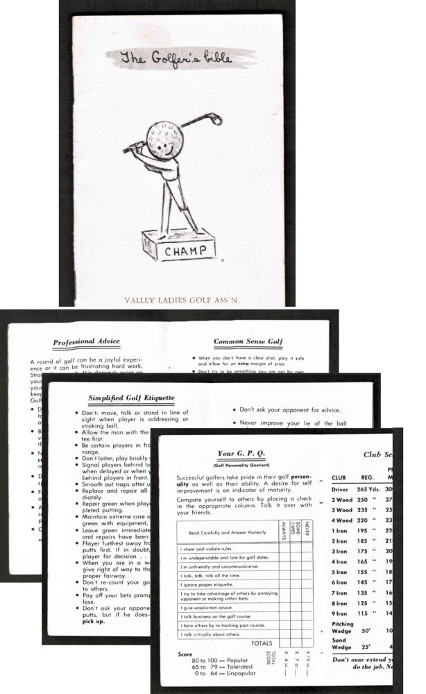 Item #012314 The Golfer's bible. A Complete Workbook For All Golfers. E. Ronald Fishman.