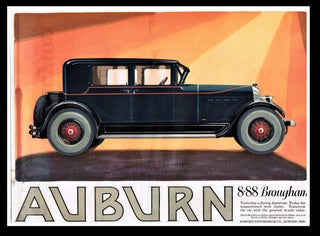 Vintage Car Advert. 1926 Color Auburn 8-88 Brougham Automobile Ad with Tareyton Cigarette on rear