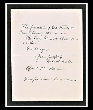 Item #012471 Charles Caldwell McCabe Original Hand-Signed Autograph and Quotation. 1902. Charles...