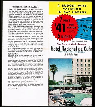 Pre Revolution Cuba Hotel Brochure Historic Hotel National de Cuba Havana