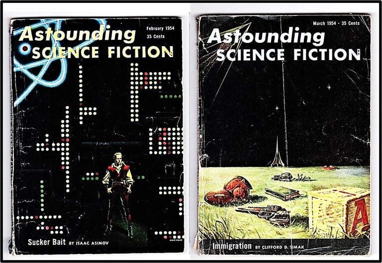 Item #012608 Astounding Science Fiction February & March 1954 'Sucker Bait'. Isaac Asimov, Clifford Simak.
