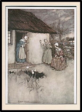 Item #013499 Original Vintage Offset Color Print Arthur Rackham 'The Good Wives' From Rip Van Winkle. 1907. Arthur Rackham.