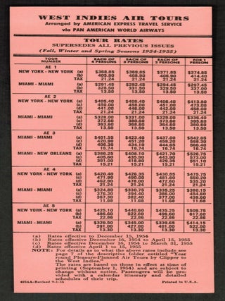 Vintage Travel Brochure 1954 American Express Year 'Round' Pleasure-Packed Air Tours by Clipper to the West Indies Via Pan American World Airlines