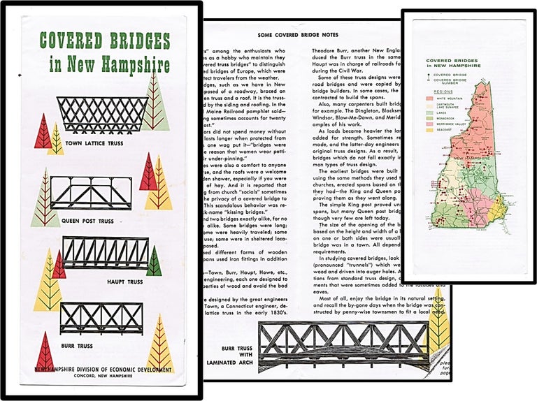 Item #013565 Covered Bridges in New Hampshire [Color 4 panel informational brochure]. New Hampshire Division of Economic Development.