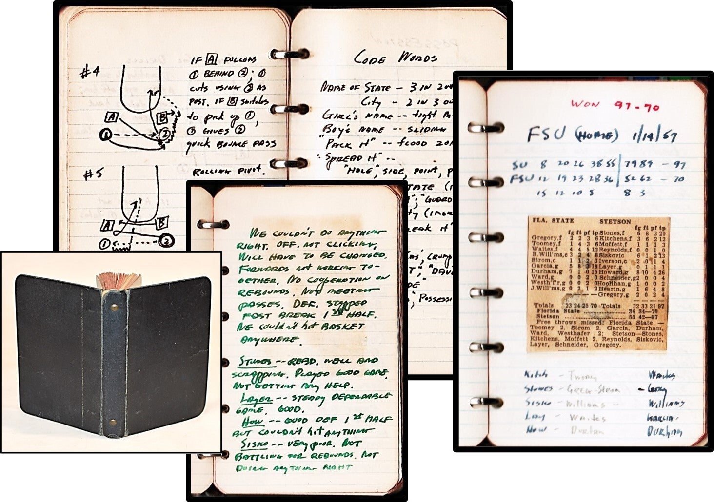 Item #013747 Stetson University Basketball Coaching Notebook, 1956–57 [Original Manuscript —...