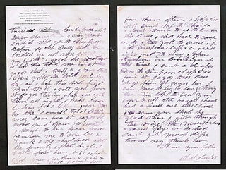 Item #013896 [ALS, West Indies] A two-sided Author-Signed-Letter in violet ink detailing a voyage...