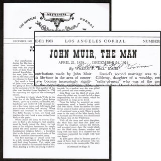 Item #014107 'John Muir, The Man.' [The Branding Iron. No. 67]. William F. Kimes