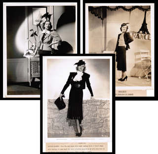 Item #014140 Three 1930s Movie Star Fashion Photographs with Attached Description of the...