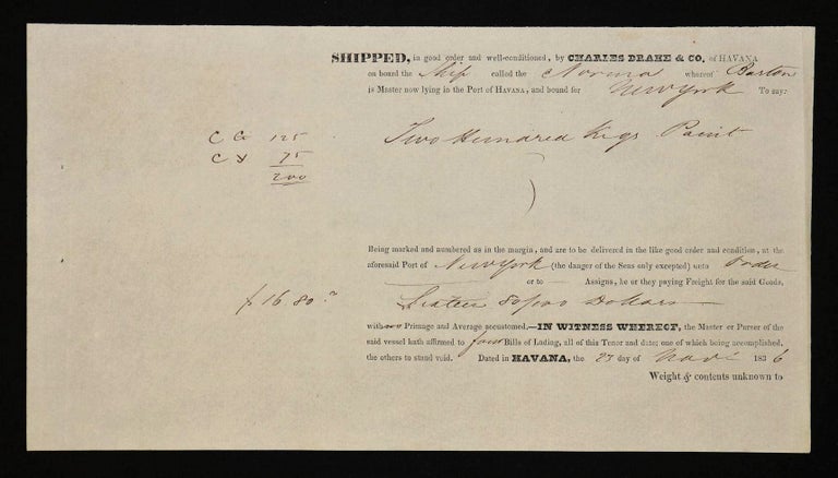 Item #014481 [Havana, Cuba] 1836 Shipping Document