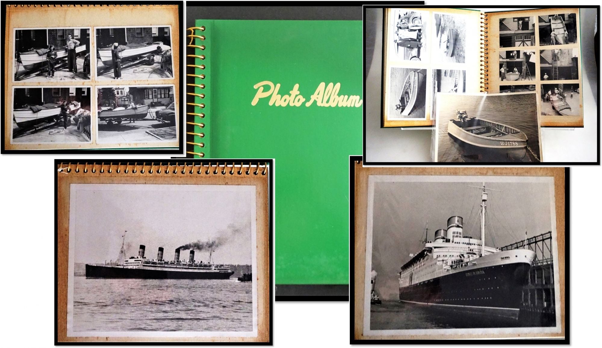 Vintage Photo Album of Ocean Liners and Wooden Speed Boat