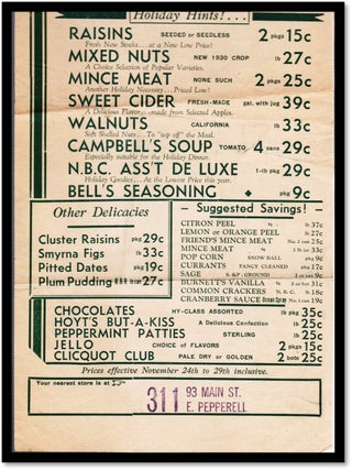Good Things to Eat for Your Thanksgiving, E. E. Gray Co. Grocery Handbill