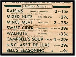 Handbill Grocery Flyer Advertising for E. E. Gray Co Specials for Thanksgiving. 1920s