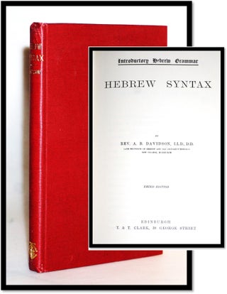 Item #16052 Hebrew Syntax. Rev A. B. Davidson