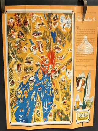 Vintage Map of Oslo by Bjarne H. Reenskaug A. S. For Fellesbanken