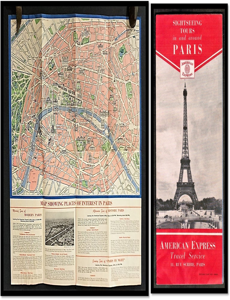 Item #16138 Sightseeing Tours Around Paris &ndash; American Express - Map of Paris 1950s. American Express.