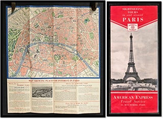 Item #16138 Sightseeing Tours Around Paris – American Express - Map of Paris 1950s. American...