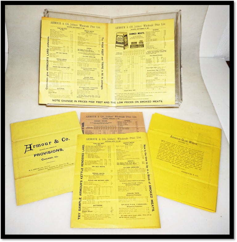 Item #16345 [Meatpacking] Five Armour & Co. Jobbers’ Advertising Wholesale Price Lists from 1887. Armour Meats.