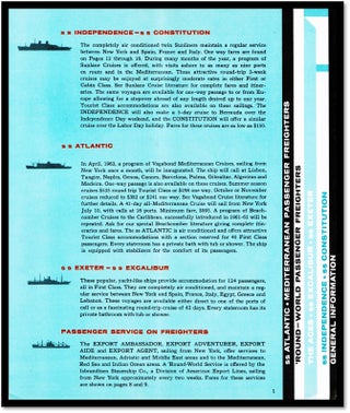 American Export Lines and its Isbrandtsen Steamship Company Fares and General Information via the Sunlane