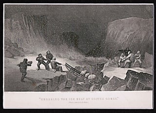 Steel Engraving 'Crossing the Ice Belt at Coffee Gorge'. c1856 from Elisha Kent Kane's Explorations in the Tears 1853, 54, 55 Volume 1