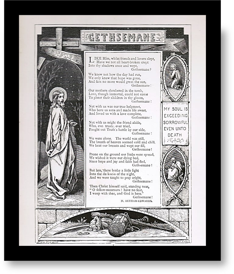 Item #16429 Gethsemane by M. Betham Edwards. Religious [Christian] Poem. Matted Engraving. 1871