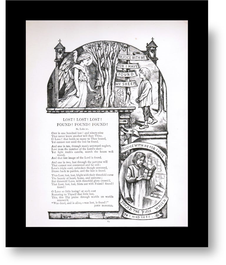 Item #16432 Lost! Lost! Lost! Found!... John Monsell. Religious [Christian] Poem. Matted Engraving. 1871