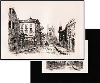 Item #16439 19th Century Steel Engraving c1840 "A Lane in Cambridge Showing the Cathedral" by R....