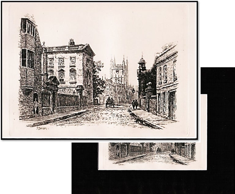 Item #16439 19th Century Steel Engraving c1840 "A Lane in Cambridge Showing the Cathedral" by R. Farren
