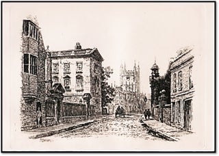 19th Century Steel Engraving c1840 "A Lane in Cambridge Showing the Cathedral" by R. Farren