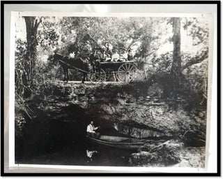Item #16589 Photograph of Miami Florida Arch Creek, 1908 showing a man in flat-boat with a horse...
