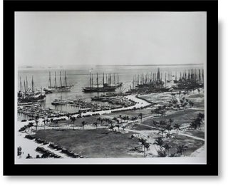 Item #16596 Arial View Photograph of Tall Rigged Sailing Ships at the Docks of Bayfront Park,...