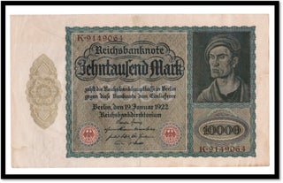 Item #16721 Genuine Historical 1922 Weimar Germany 10000 Reichsbanknote ‘Vampire Bill’....