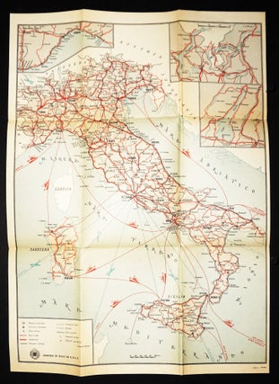 Schematic Map of Italy with the Main Lines of Communication by Road, Rail, Sea, Air with Useful Information for the Tourist
