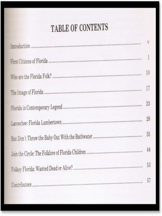 First Citizens and Other Florida Folks, Essays on Florida Folklife, Folklife