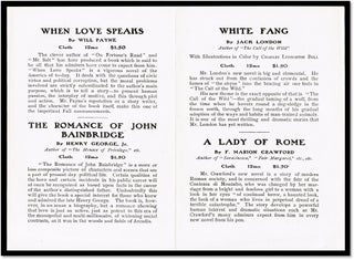 Macmillan Publishing Advertising Flyer for White Fang by Jack London from 1906 +7 Additional Books