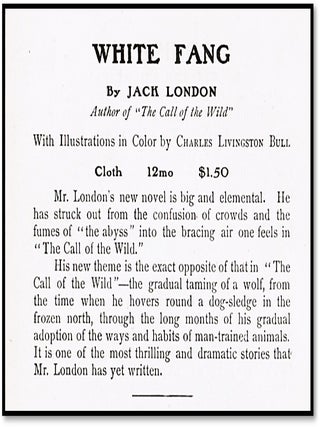 Macmillan Publishing Advertising Flyer for White Fang by Jack London from 1906 +7 Additional Books
