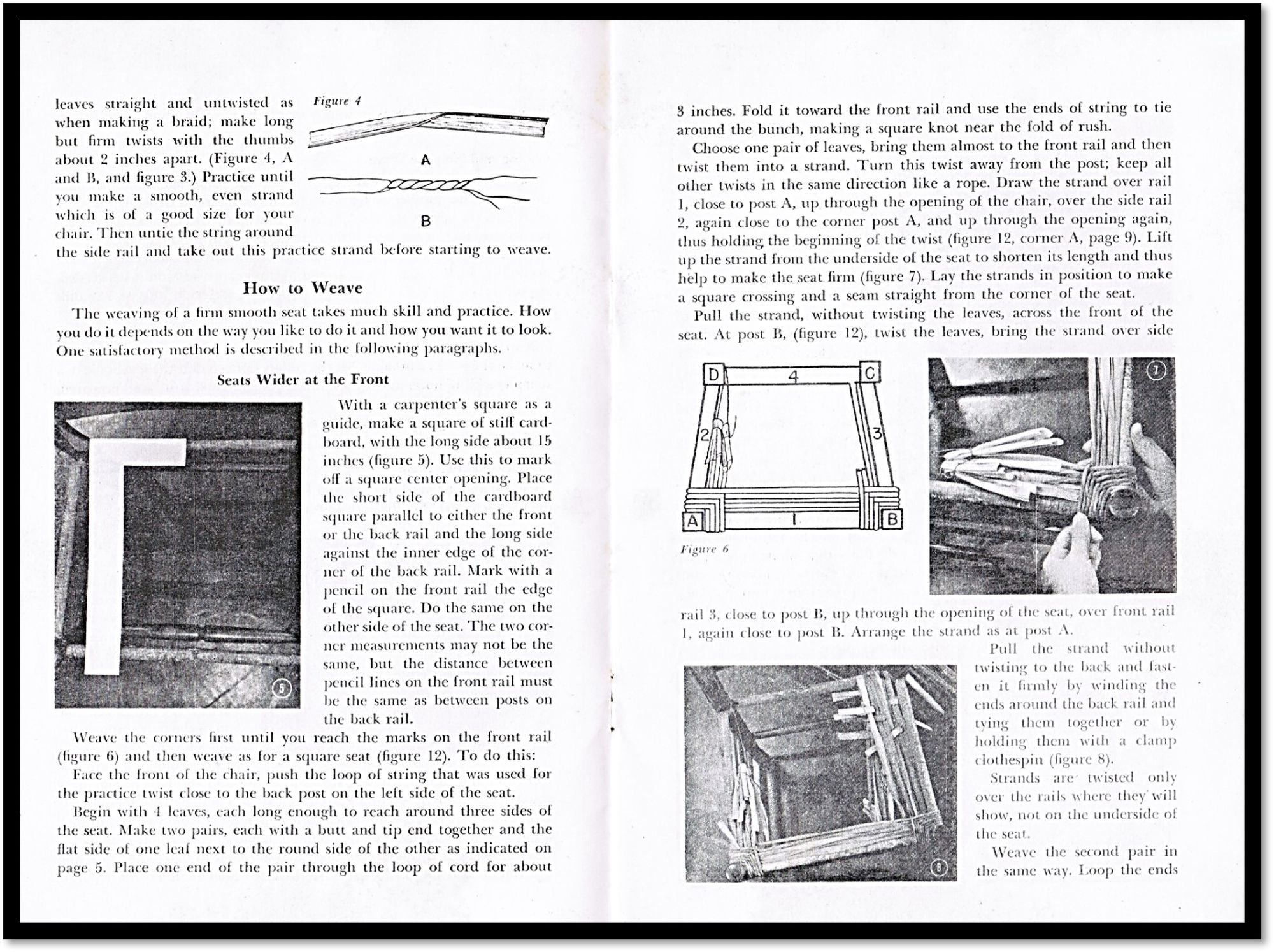 Instructions in Weaving. Natural Rush Seats (Cat-Tail Leaves) (Chair Seat Weaving)
