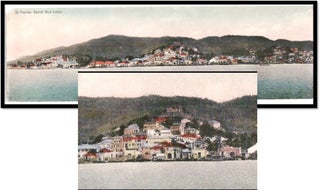 Item #17010 Color Panorama Post Card - Danish West Indies - St. Thomas View of Harbor - c1910; 11...