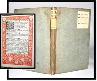 Item #17057 [Vale Press, Charles Ricketts] Epicurus Leontion Ternissa. Walter Savage Landor