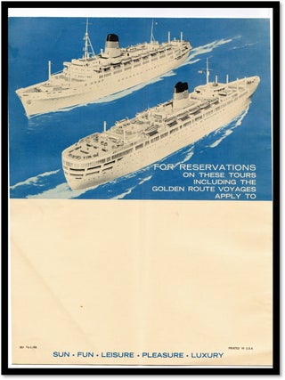 'Golden Route' Voyage Tours to Greece, The Holy Land, Egypt, Israel. 1965. Greek Line.