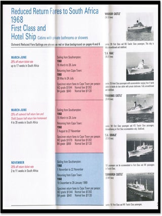 Fares and Sailings to South Africa - 1968