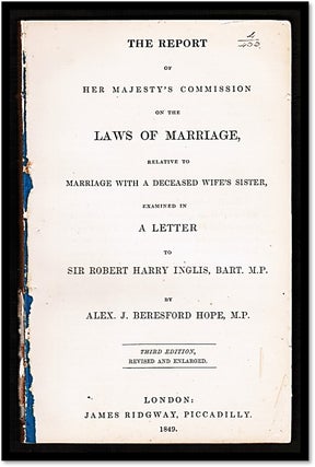 Item #17187 [19th Century English Marriage Law] The Report of Her Majesty’s Commission on the...