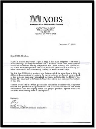 Book Binding / The Rose A NOBS Double, with publisher’s letter