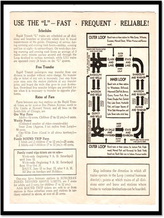 Travel Map and Guide to Chicago's Attractions. Ride The 'L' Above Congestion. [1933-34 Chicago World's Fair]